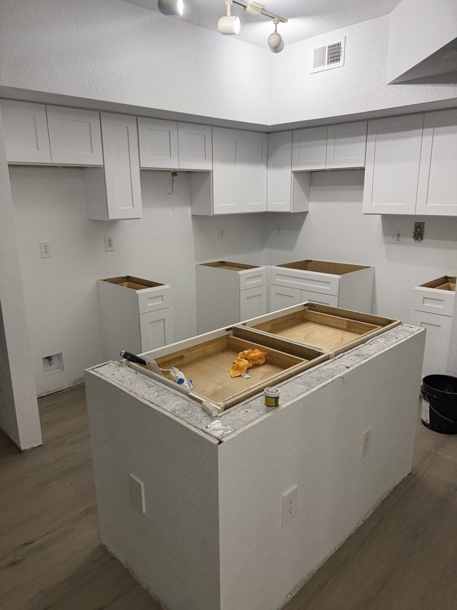 Kitchen cabinets & island install